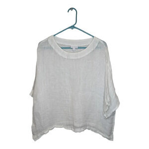 J. Jill Pure Jill Linen Airy Weave Oversized Kimono Top S Lagenlook Boho  White